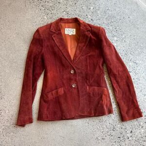 Karen Silton Women’s 6 Rust Suede Leather Blazer Tailored Vintage